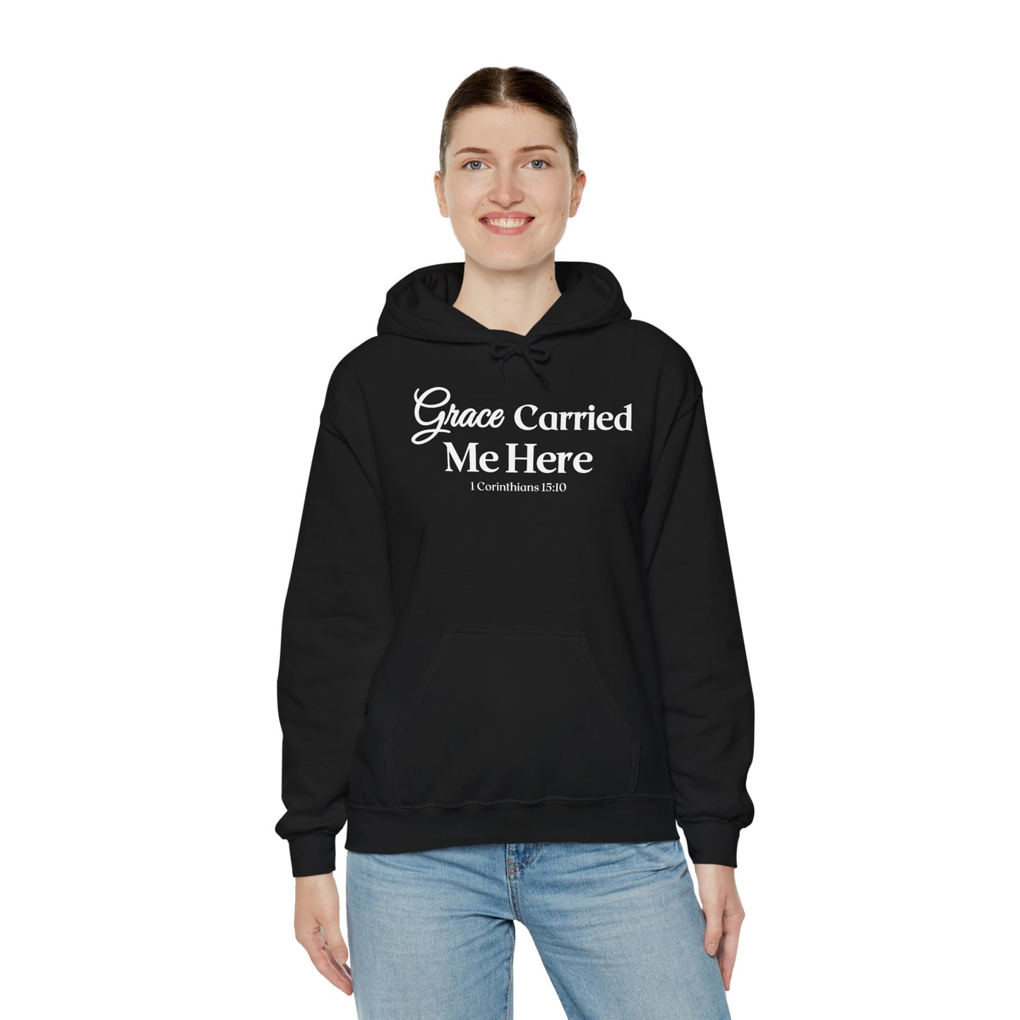 Inspirational Hooded Sweatshirt - "Grace Carried Me Here"